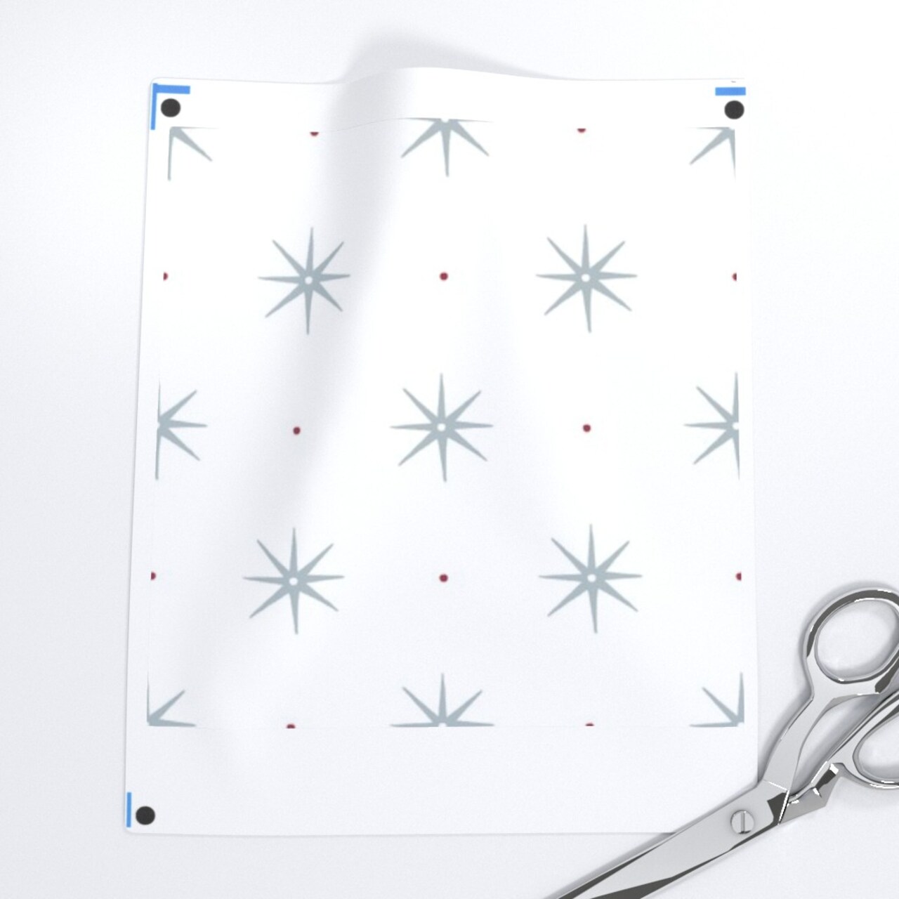 Gray Red Stars Dots Retro Vintage 50'S 60'S Geometric Astronomy Space Large Scale Custom Printed Fabric by Spoonflower Various Fabrics by the Yard or Fat Quarter